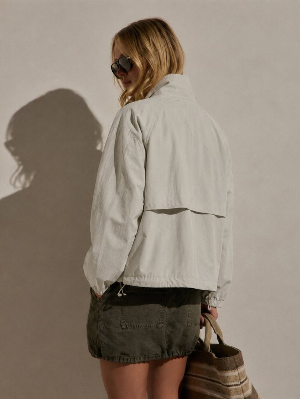 Funnel Neck Drawstring Jacket Windbreaker - Picture 2 of 5